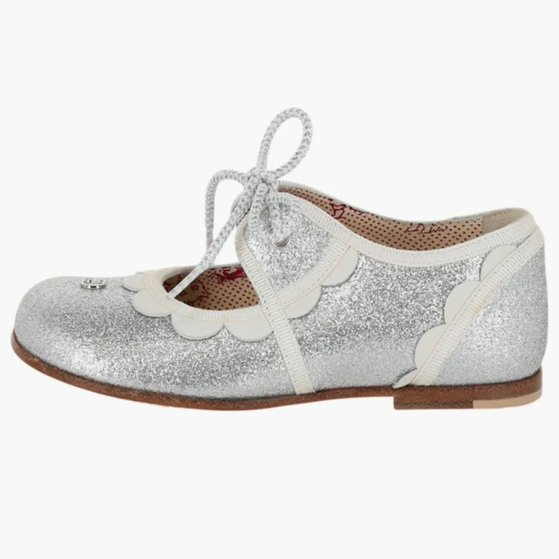 GUCCI Glitter Scalloped-Trim Dress Shoes Silver (Kids)