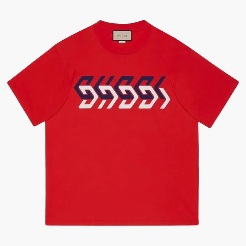 Gucci graficzne logo drukują koszulka czerwona