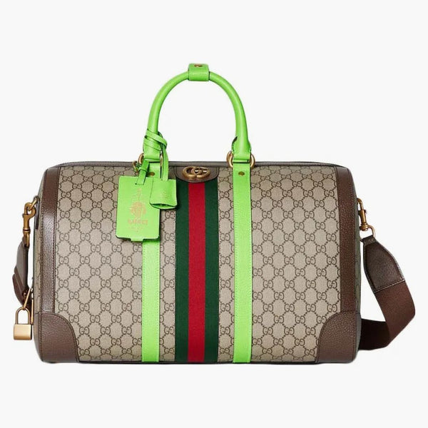Gucci Gucci Savoy Medium Duffle BEIGE/Ebony/Bright Green