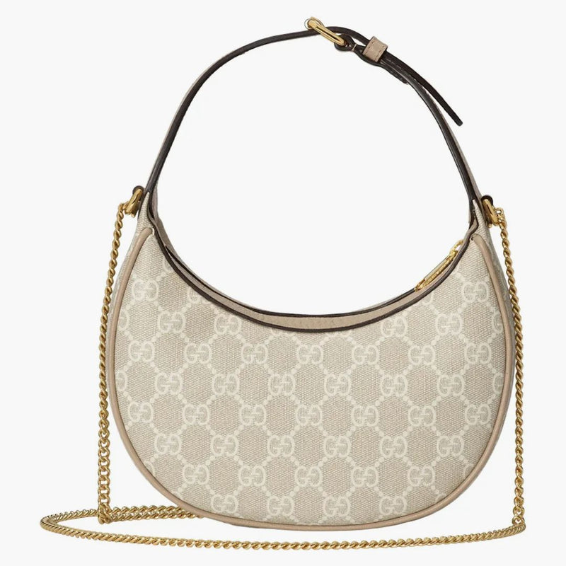 Gucci Half-Moon Shaped Bag Mini GG Supreme Beige/White