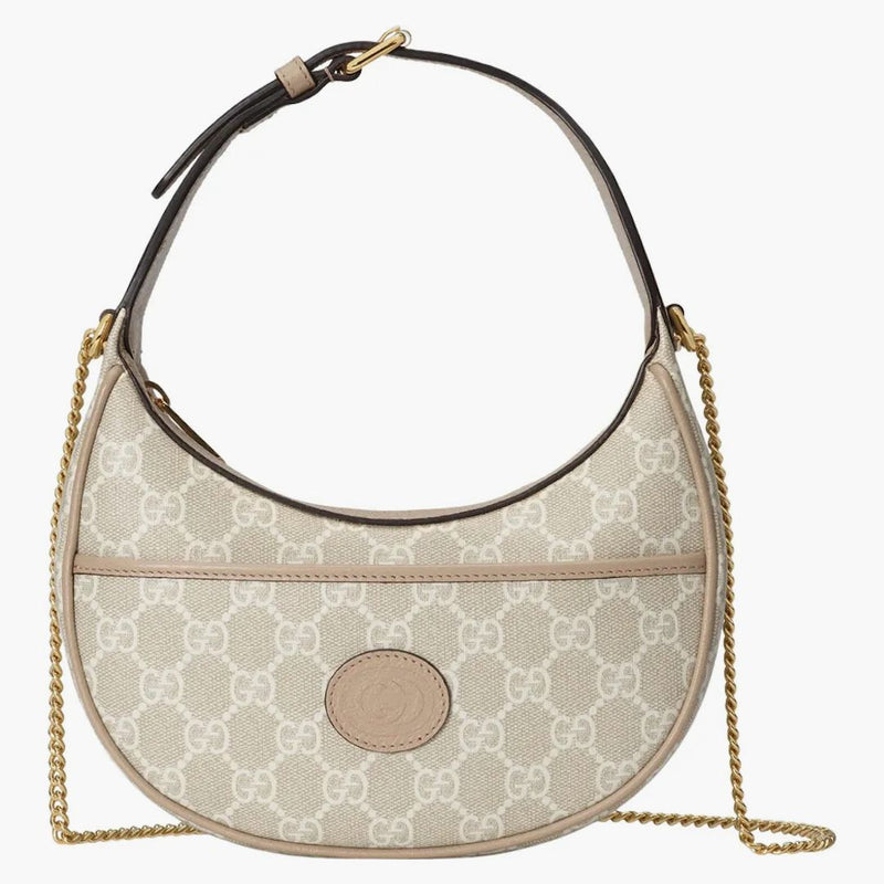 Gucci Half-Moon Shaped Bag Mini GG Supreme Beige/White