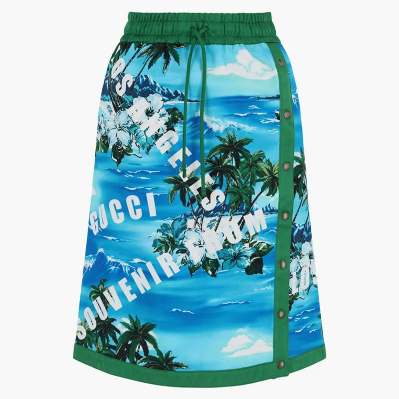 Gonna a lunghezza del ginocchio stampato ginocchisi Gucci/Multi