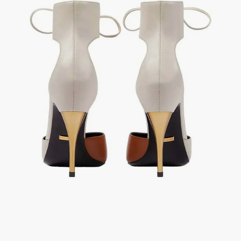 Gucci High Heel Pump With Ankle Cuff Grey Brown (women's)