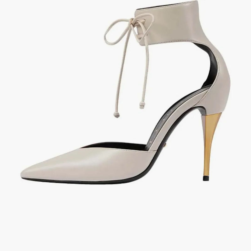 Gucci High Heel Pump With Ankle Cuff Grey Brown (women's)