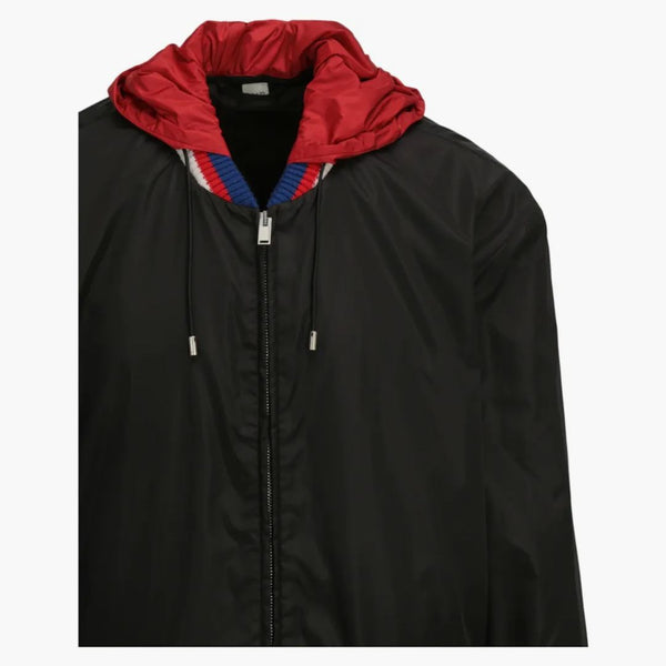 Gucci Hooded Nylon Jacket Black/Ruthenium Gray