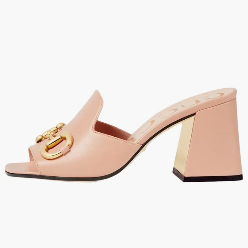 Gucci Horsbit 75mm Heeled Sandal Pink Leather