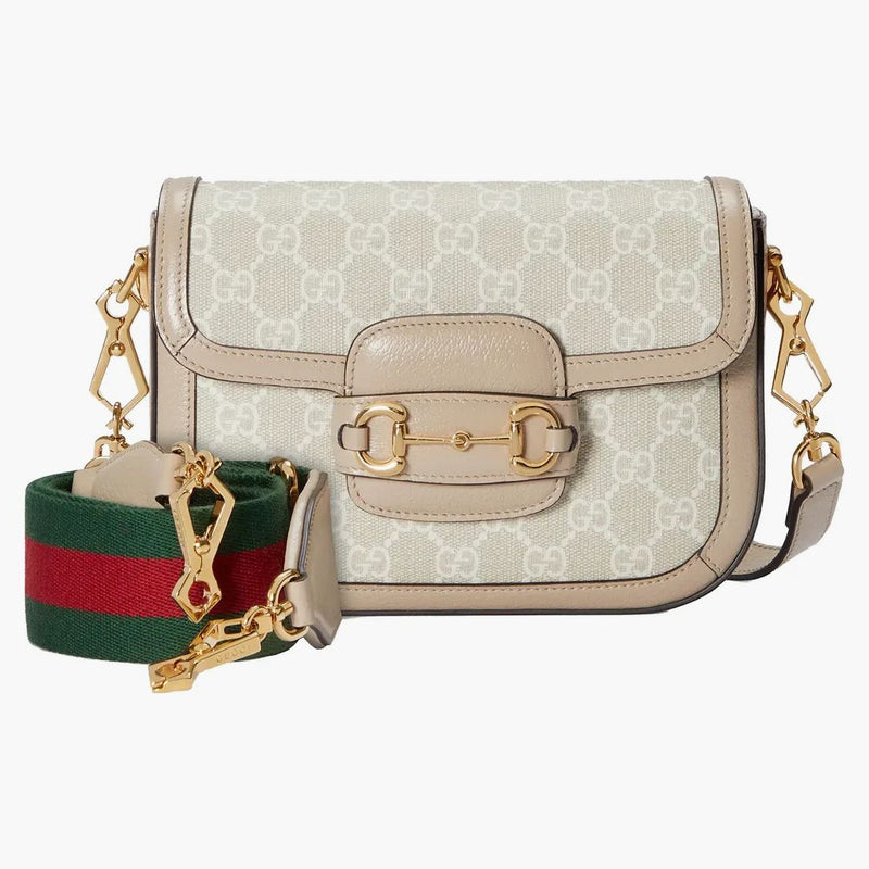 Gucci Horsebit 1955 Gg Mini Bag Beige/white
