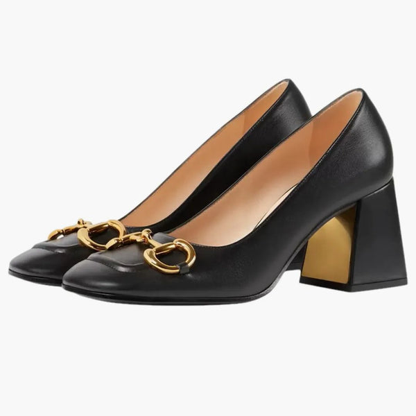Gucci Horsebit 75mm Pump Black Leather