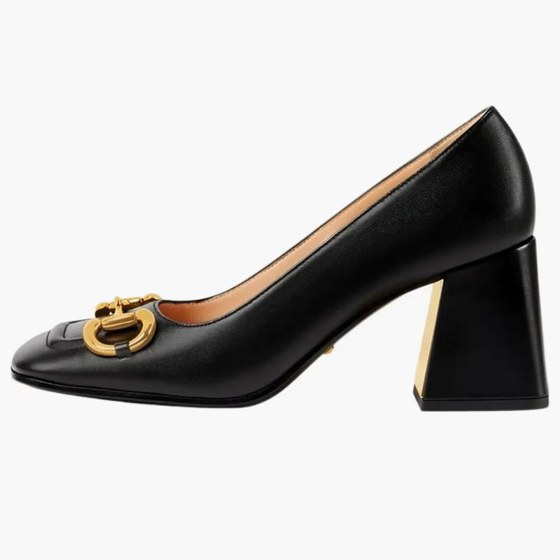 Gucci Horsebit 75mm Pump Black Leather