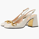Gucci Horsebit 75mm Heeled Slingback White Leather