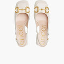 Gucci Horsebit 75mm Heeled Slingback White Leather