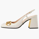 Gucci Horsebit 75mm Heeled Slingback White Leather