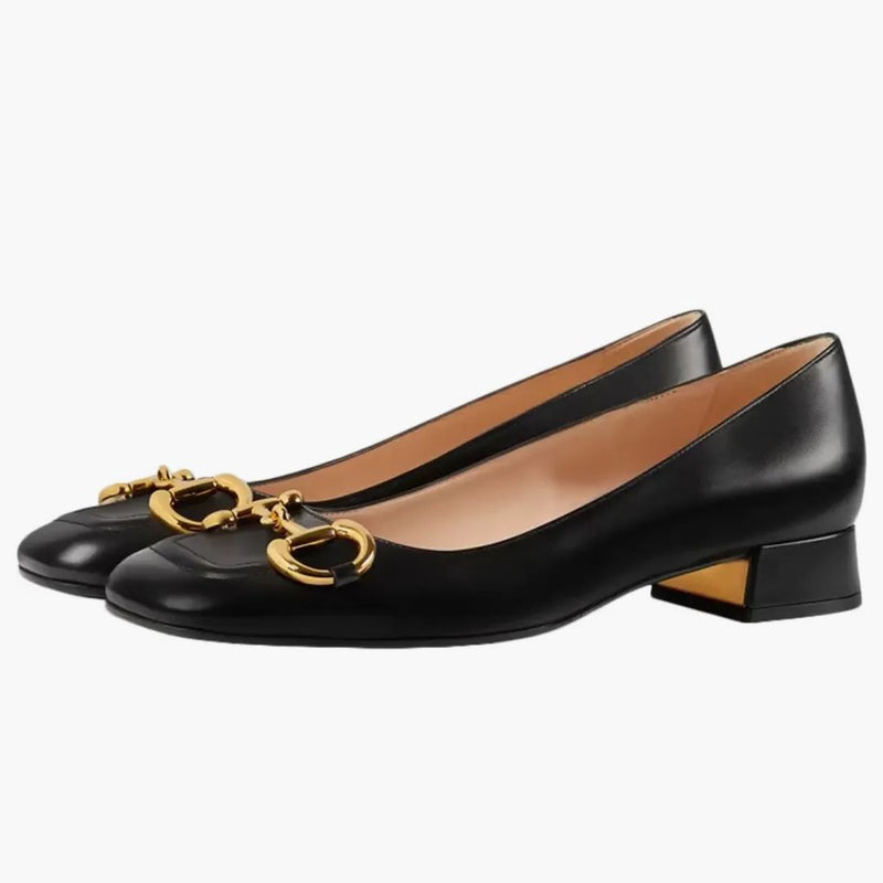 Gucci Horsebit Balet Flat Black Leather