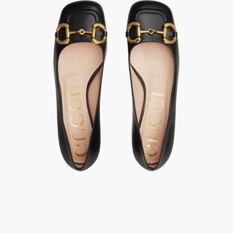 Gucci Horsebit Balet Flat Black Leather