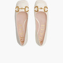 Gucci Horsebit Ballet Flat White Leather