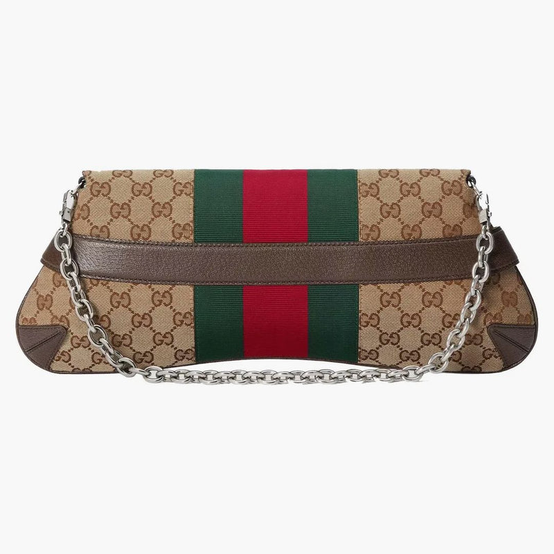 Gucci hästbitkedja medium axelväska beige/ebenholts