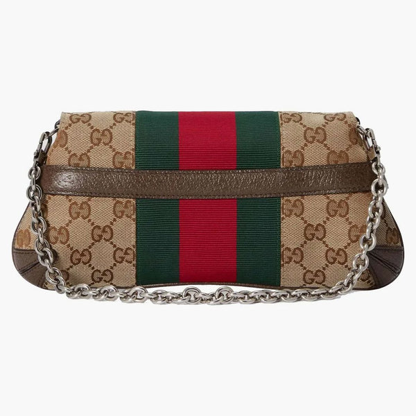 Gucci hästbitkedja liten axelväska beige/ebenholts