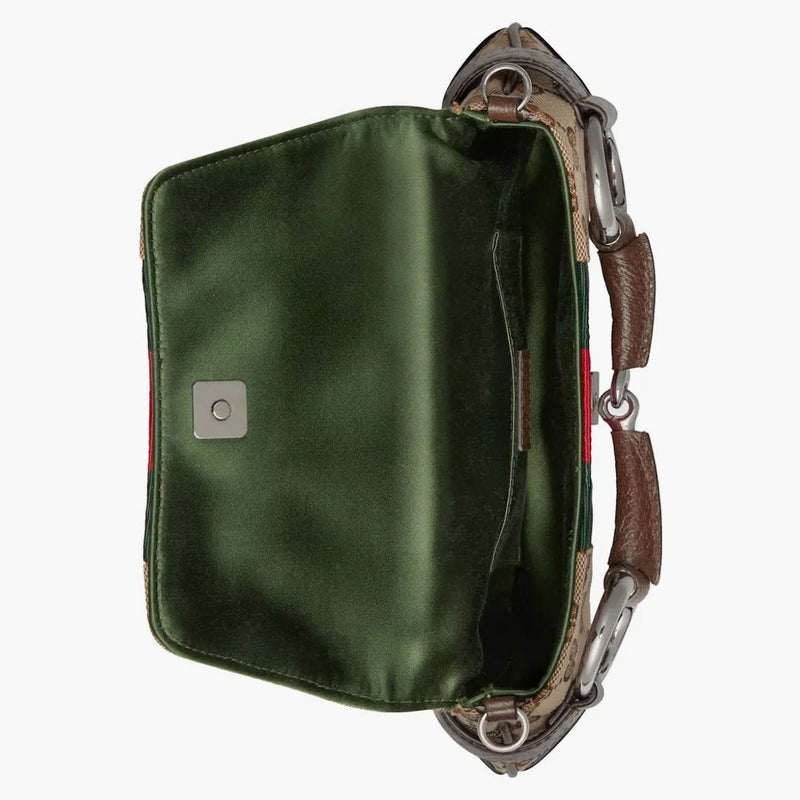 Gucci hästbitkedja liten axelväska beige/ebenholts