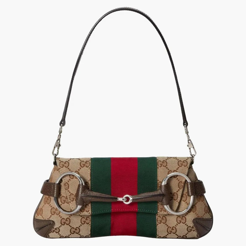 Gucci hästbitkedja liten axelväska beige/ebenholts