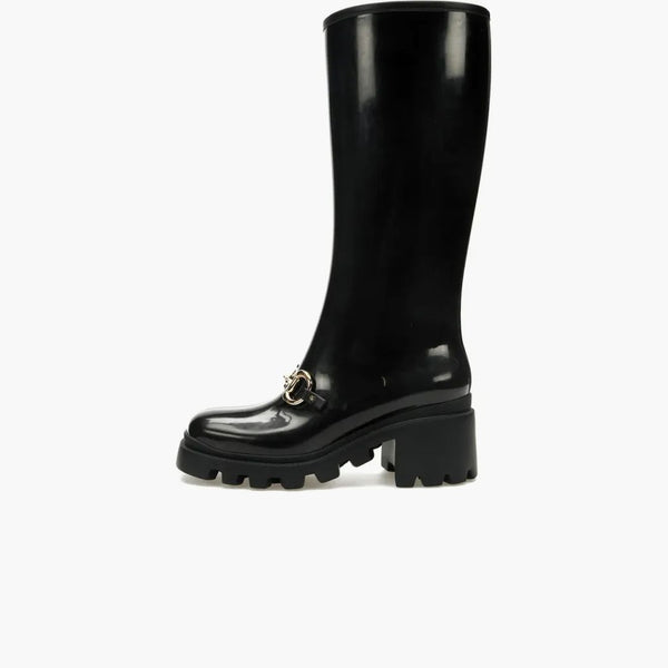 Gucci Horsebit knee-high Boot Black Rubber (Women's)