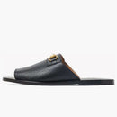 Gucci Horsebit Leather Flat Slides Black