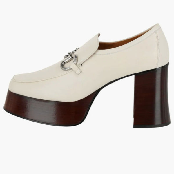Gucci Horsebit Leather Platform Loafers Cream (Dámská)