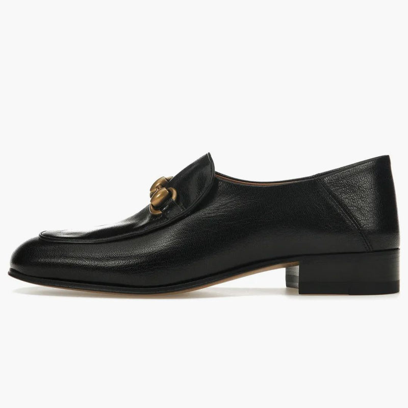 Gucci Horsebit Slip su Loafer Gold Tone Black Leather (Women's)
