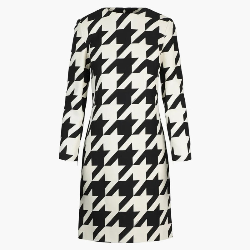 Gucci Houndstooth Long Sleeve Shift Dress Multi