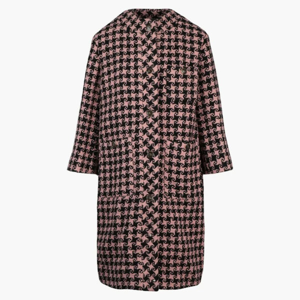 Gucci Houndstooth Patterned Coat Black Pink
