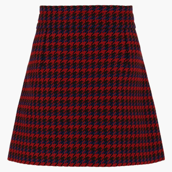 Gucci Houndstooth Pleated Mini Skirt Blue