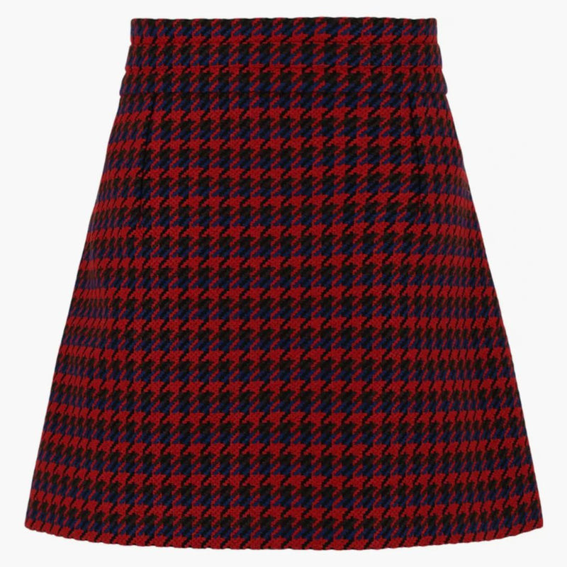 Gucci Houndstooth plisovaná mini sukně modrá