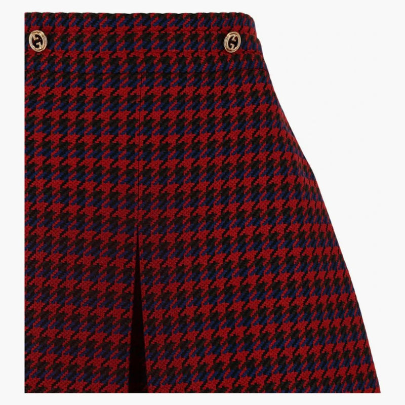 Gucci Houndstooth plisovaná mini sukně modrá