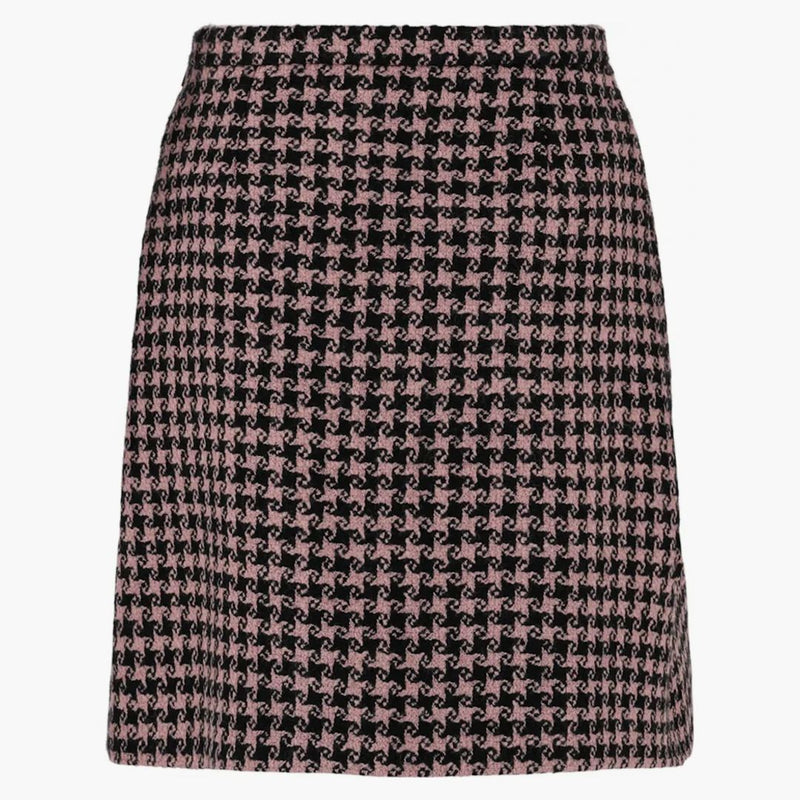 Gucci Houndstooth Tweed Wool Blend Sukně černá růžová