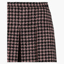Gucci Houndstooth Tweed Wool Blend Skirt Black Pink
