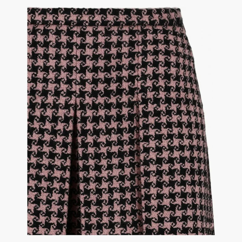 Gucci Houndstooth Tweed Wool Blend Sukně černá růžová