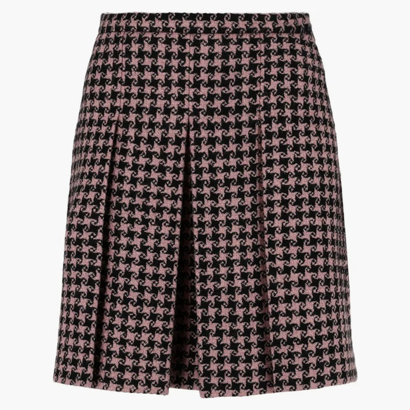 Gucci Houndstooth Tweed Wool Blend Sukně černá růžová