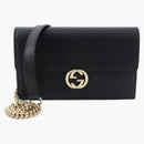 Billetera de la cadena de enclavamiento de Gucci de cuero de cuero de guijarros