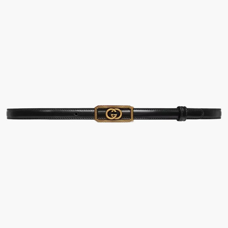Gucci Interlocking G Buckle Thin Belt Black