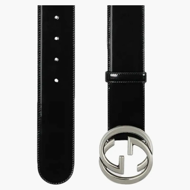 Gucci entrelazado G Buckle Wide Belt Black