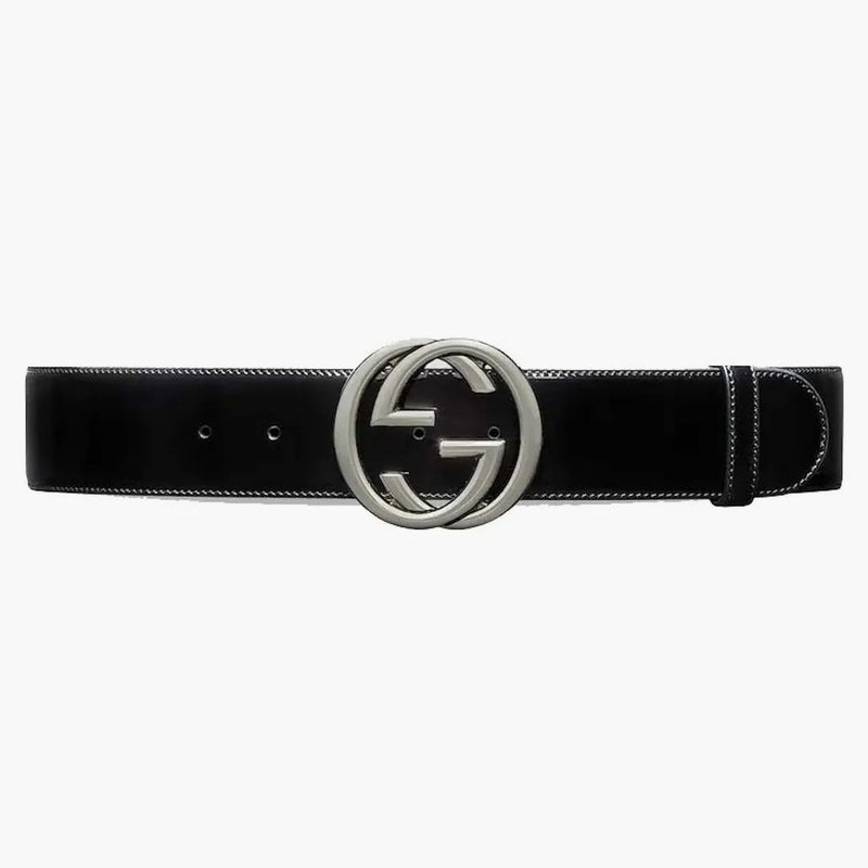 Gucci entrelazado G Buckle Wide Belt Black