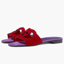 Gucci Interlocking G Cut Slide Sandal Red Purple Suede