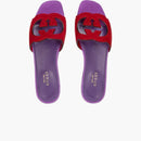 Gucci Interlocking G Cut Slide Sandal Red Purple Suede