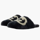 Gucci Interlocking G Faux-Fur Slipper Black White (Women's)