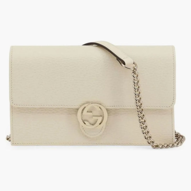 Gucci Interlocking GG Chain Crossbody Bag White