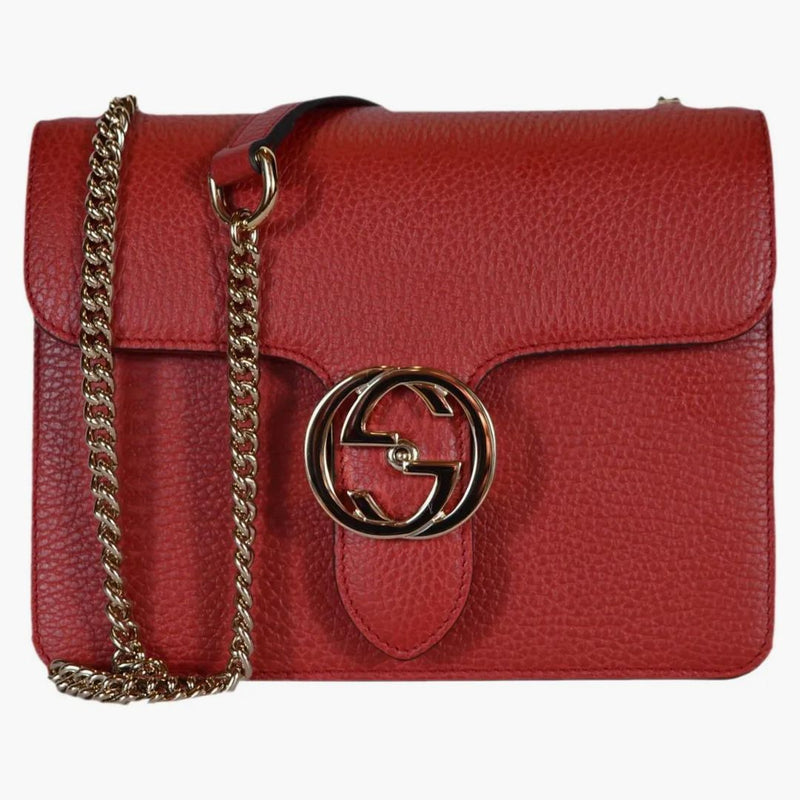 Gucci sammanlåsande g axelväska liten röd