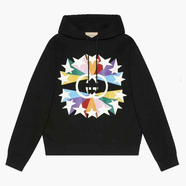 Gucci blokowanie grafiki z kapturem graficznego czarny/wielokolorowy