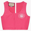 Gucci Interlocking G Jersey Crop Top Pink