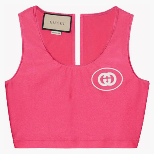 Gucci blokowanie G Jersey Crop Top Pink