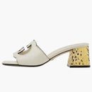 Gucci Interlocking G Leather Sandals White Golden (Women's)