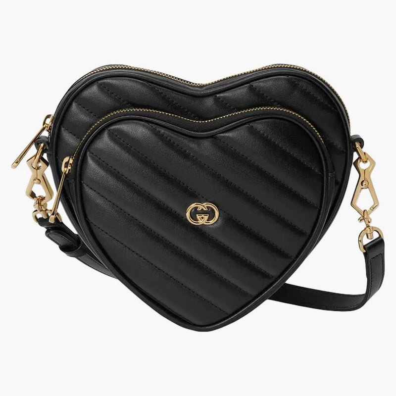 Gucci sammanlåsande g mini hjärta axelväska svart